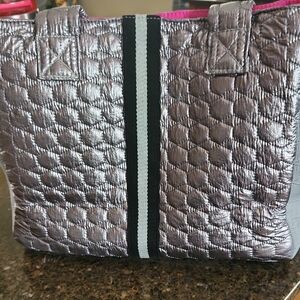 Stylish Silver Quilted Tote Bag Flyte